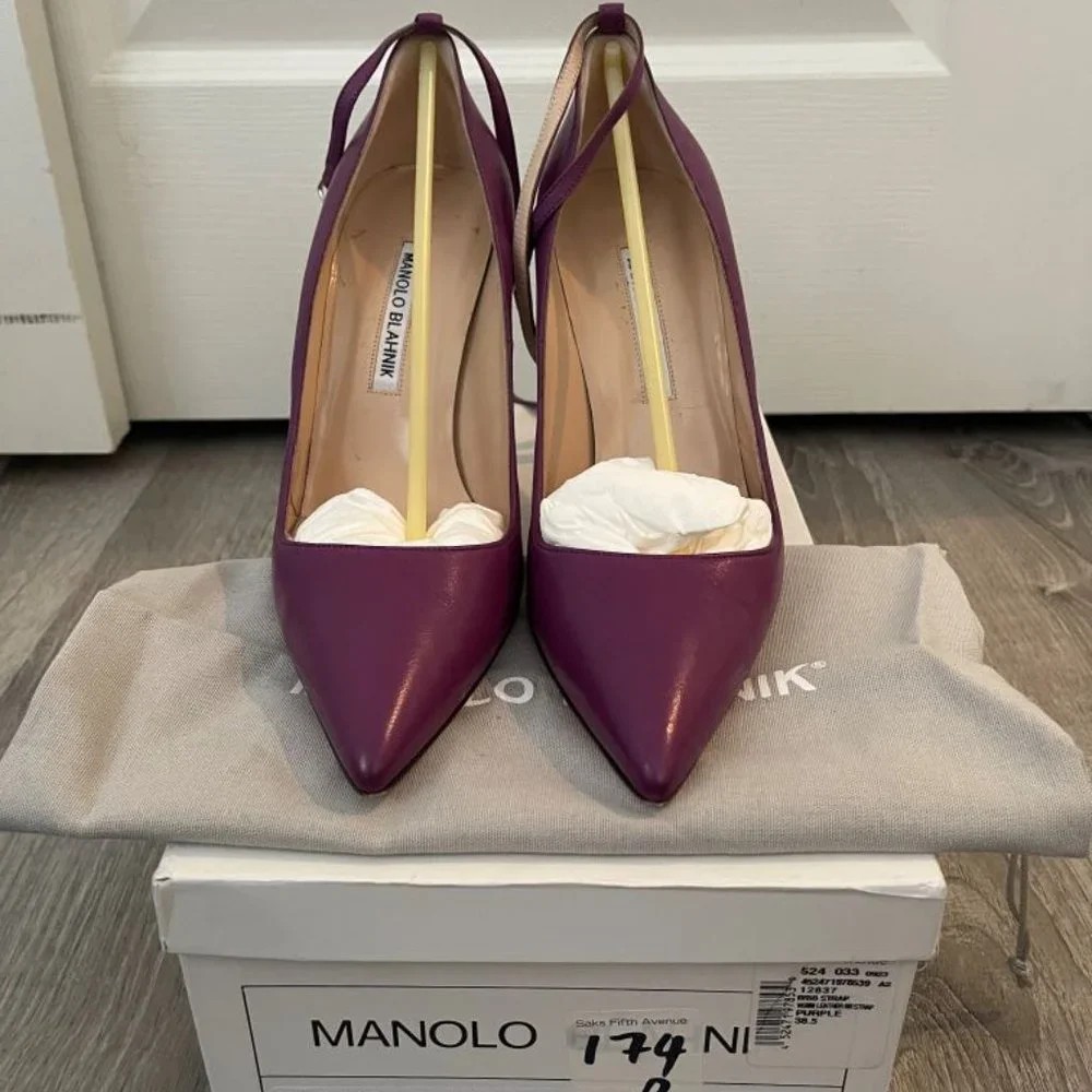 Manolo Blahnik 105MM BB Ankle Strap Pump 38.5 - Picture 2 of 5